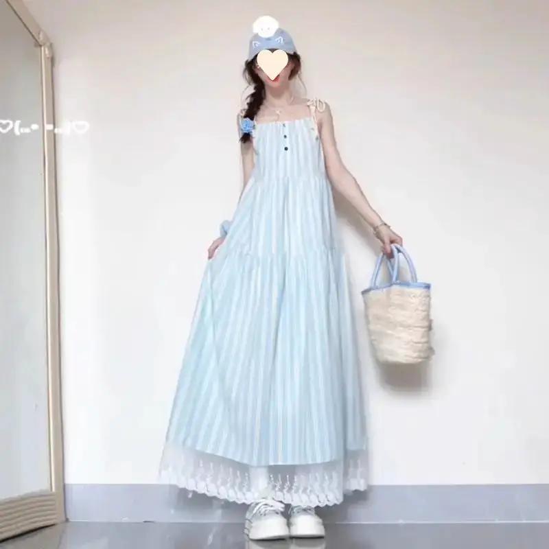 French Elegant Slimming Blue Sleeveless dress Children&
