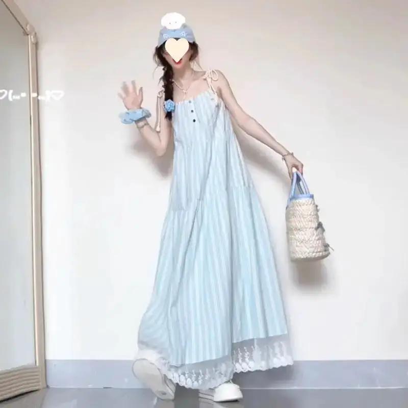 French Elegant Slimming Blue Sleeveless dress Children&