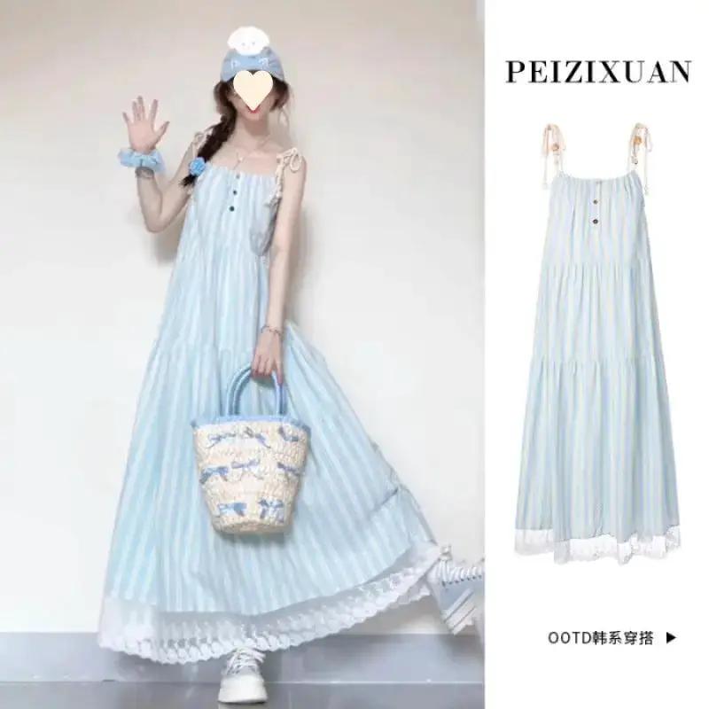 French Elegant Slimming Blue Sleeveless dress Children&