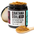 Glow Restore Hair Mask with Batana Oil for shiny frizz-free hair, 118g jar showcasing creamy texture and luscious ingredients.