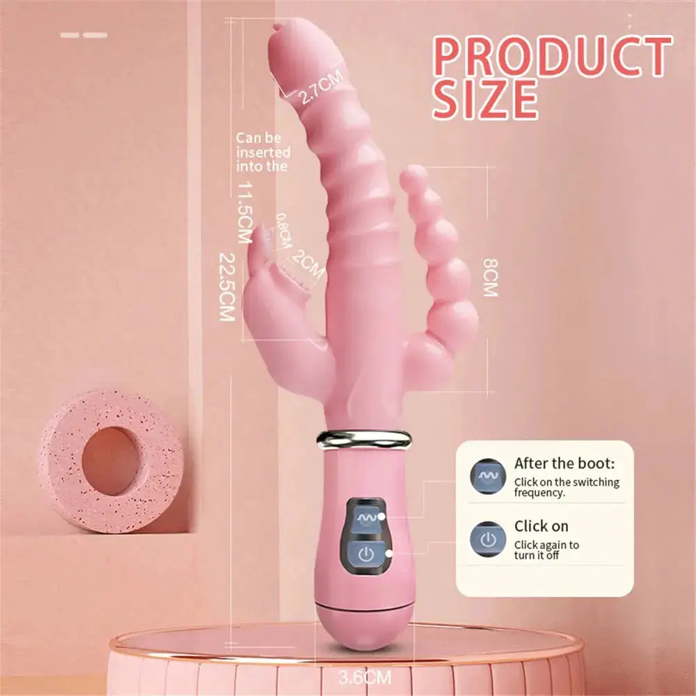 Vibrator Powerful 3 in 1 Dildo Rabbit Vibrator Waterproof Anal Clit Vibrator Sex Toys for Women Couples Flirting Dildo Vibrator by Dropshipman