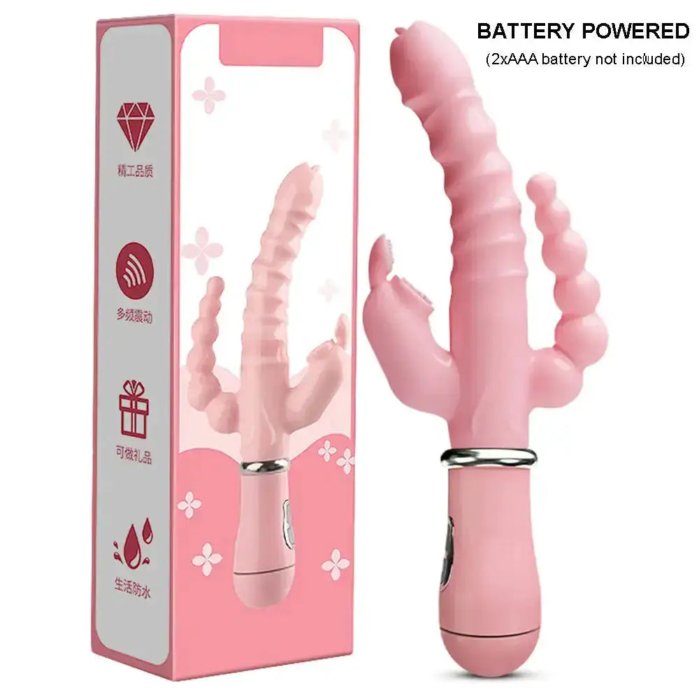 Vibrator Powerful 3 in 1 Dildo Rabbit Vibrator Waterproof Anal Clit Vibrator Sex Toys for Women Couples Flirting Dildo Vibrator by Dropshipman