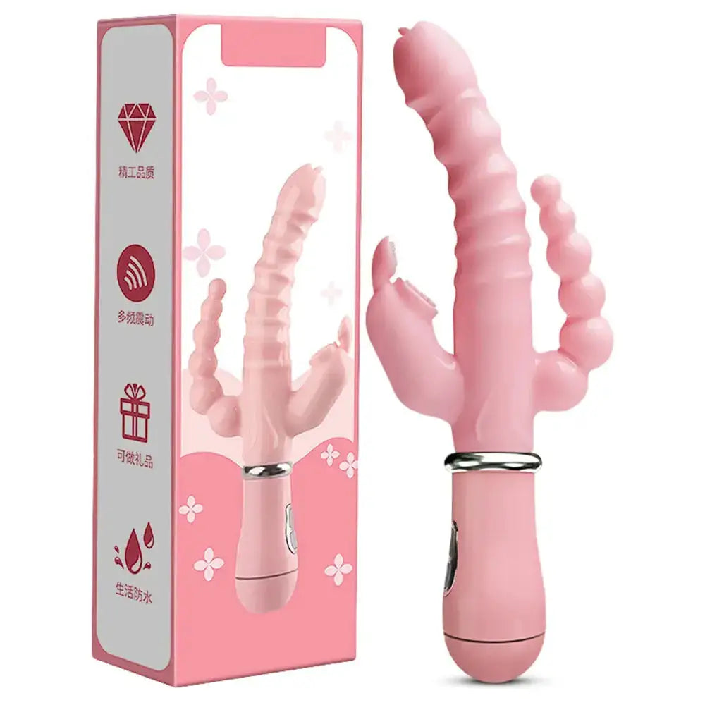 Vibrator Powerful 3 in 1 Dildo Rabbit Vibrator Waterproof Anal Clit Vibrator Sex Toys for Women Couples Flirting Dildo Vibrator by Dropshipman