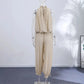 Beaded Halter Neck Bubble Top & High Waist  Wide Leg Pants Set 2026 Summer Casual Resort Linen Blend  Office Daily Outfit SHOPEZRA L.L.C.