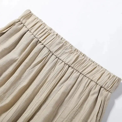 Beaded Halter Neck Bubble Top &amp; High Waist Wide Leg Pants Set 2026 Summer Casual Resort Linen Blend Office Daily Outfit by Dropshipman