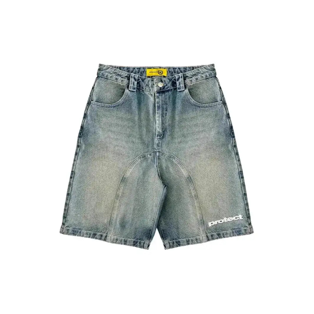 Vintage Y2k Men Women Harajuku Short Jeans Washed Embroidery American Retro Man Denim shorts Summer Loose Hip Hop Streetwear by Dropshipman