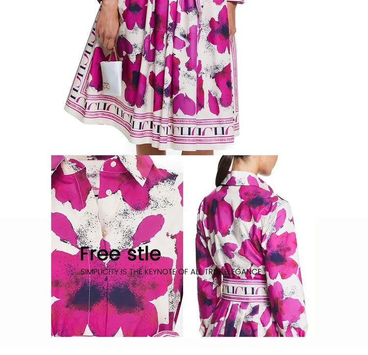 Women Dresses Party Dresses Retro Shirt Dress Long Sleeved Belt Single Row Buckle Layered Skirt Hem Design Casual Dresses SHOPEZRA L.L.C.