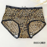 Ice Silk Seamless Underwear for Women, Hot Leopard Print Ice Silk Silk Protein Antibacterial Crotch Women&