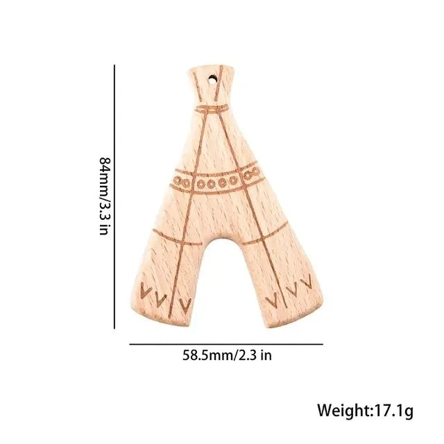 Wooden baby teether with a cute beech wood koala animal design, BPA-free teething toy for infants and toddlers.
