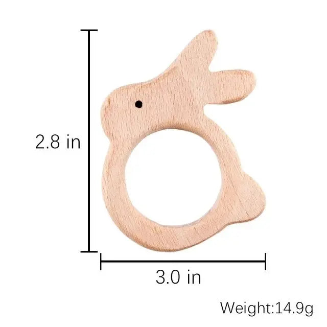 Wooden baby teether featuring a beech wood koala animal design from SHOPEZRA L.L.C., BPA-free teething toy for kids.