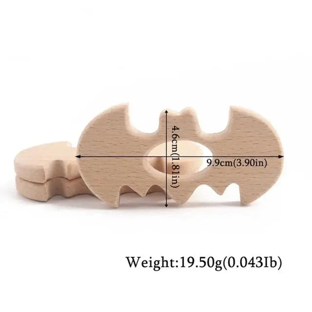 Wooden baby teether with a beech wood koala animal pendant, BPA-free teething toy for infants, ideal for soothing gums.