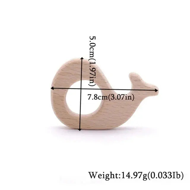 Wooden baby teether pendant with a cute beech koala animal design, BPA-free teething toy for infants and toddlers.