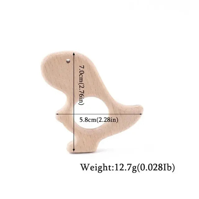 Wooden baby teether with a beech koala animal pendant, BPA-free teething toy for infants and young children.