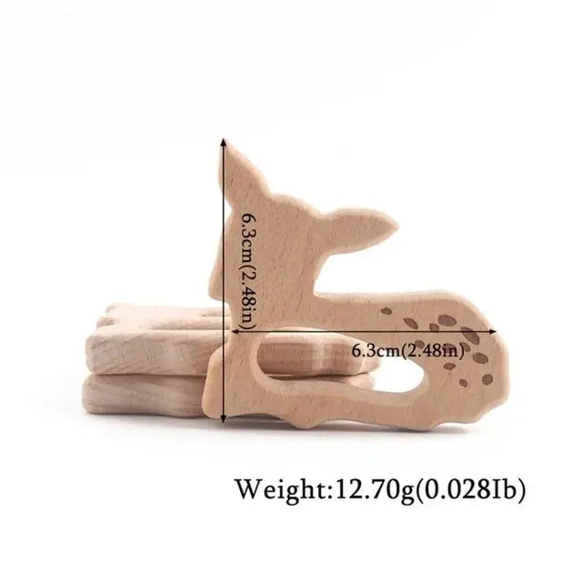 Wooden baby teether pendant featuring a beech wood koala animal design, BPA-free teething toy for infants and toddlers.