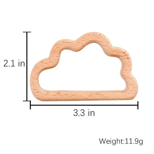 Wooden baby teether with a beech koala animal pendant, BPA-free, designed for teething relief and baby sensory development.