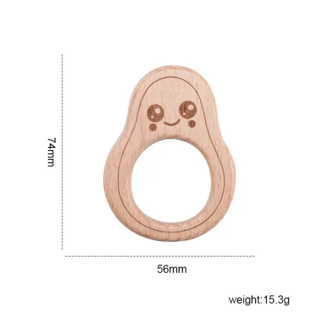Wooden baby teether pendant featuring a beech wood koala animal design, BPA-free teething toy for infants and toddlers.