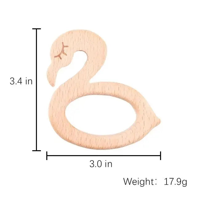 Wooden baby teether pendant featuring a beech wood koala animal design, BPA-free teething toy for infants.