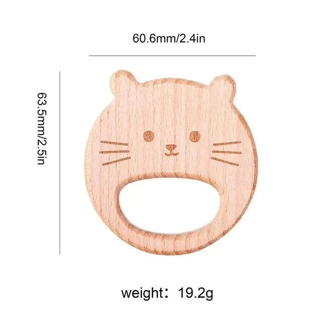 Wooden baby teether pendant featuring a beech wood koala animal design, BPA-free teething toy for infants and kids.
