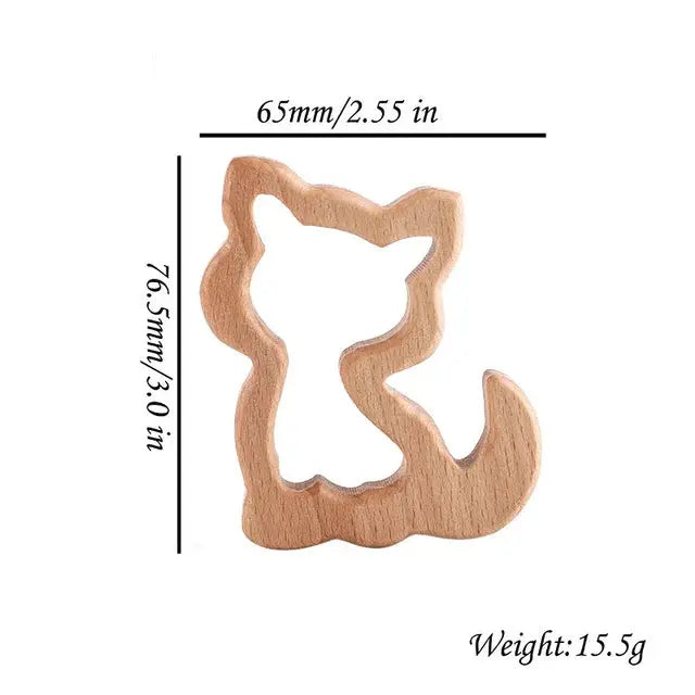 Wooden baby teether pendant with a cute beech koala animal design, BPA-free teething toy for infants and toddlers.