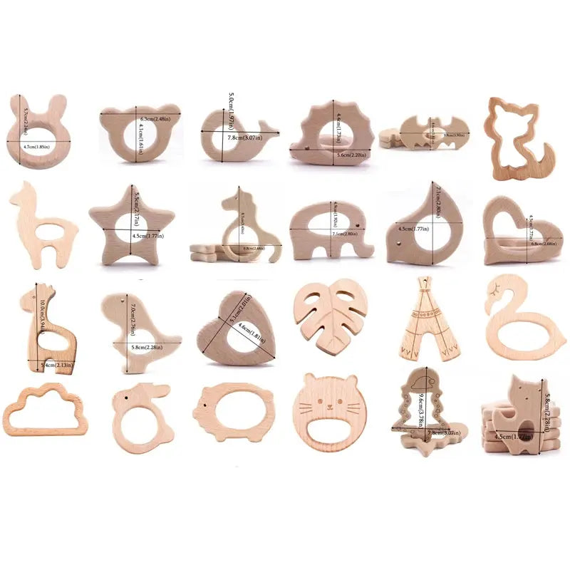 Wooden animal baby teether pendant featuring a beech wood koala design, BPA-free teething toy for infants and toddlers.