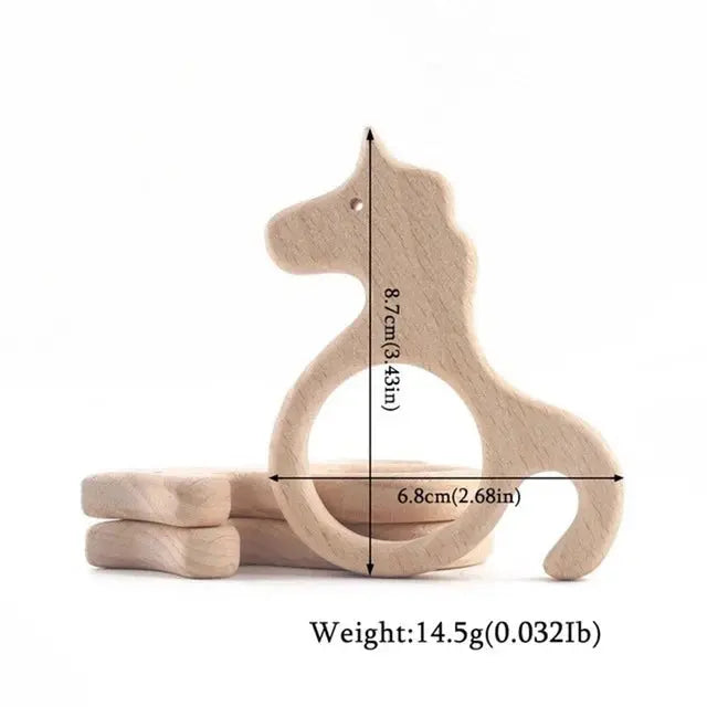 Wooden baby teether pendant featuring a beech wood koala animal design, BPA-free teething toy for infants and toddlers.