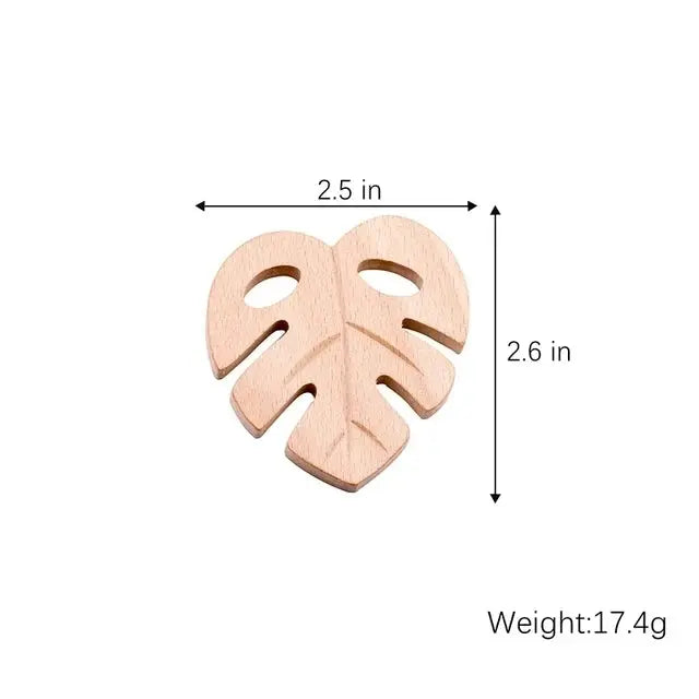 Wooden baby teether with a cute beech wood koala animal pendant, BPA-free teething toy for infants and kids.