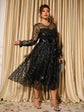 Sophisticated Dinner Dress with Sheer Sleeves and Sparkling Details for Galas SHOPEZRA L.L.C.