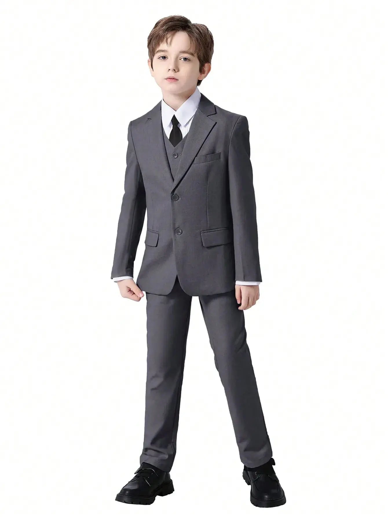 Colorful boys' formal suit set by SHOPEZRA L.L.C., includes five slim-fit dresswear pieces for school uniforms.