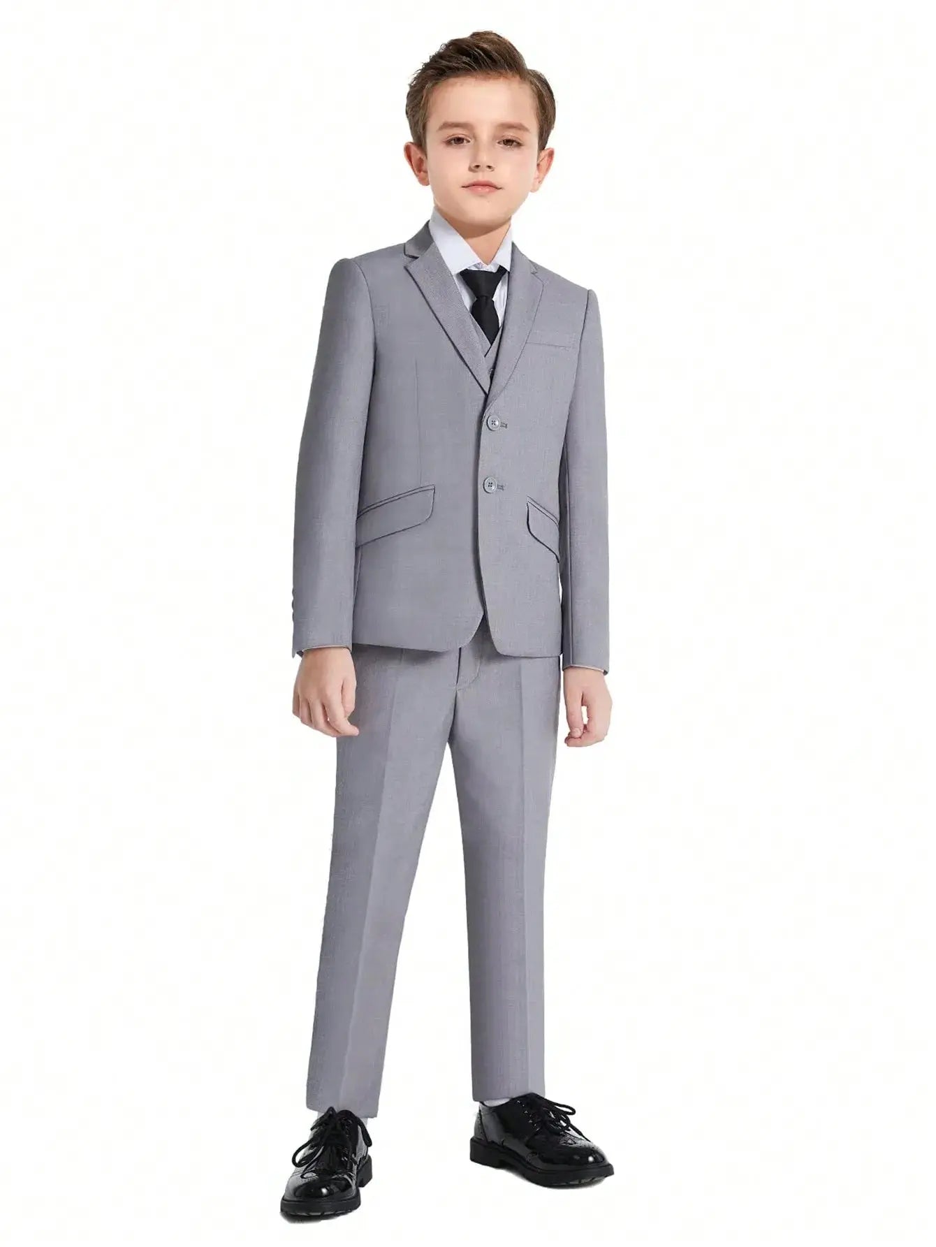 Colorful boys' formal suit set by SHOPEZRA L.L.C., includes five slim-fit dresswear pieces for school uniforms.