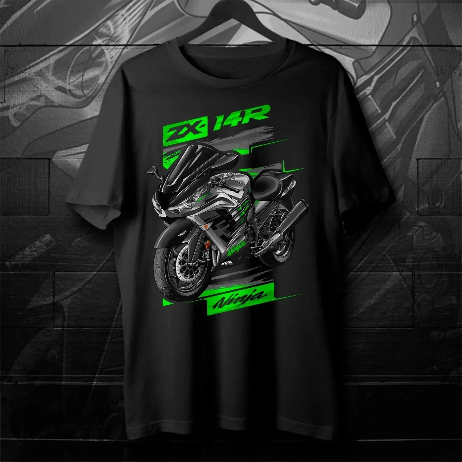 White Japanese Ninja ZX-14R motorcycle T-shirt from 2012-2024 models, short sleeve, O-neck, casual streetwear for men.