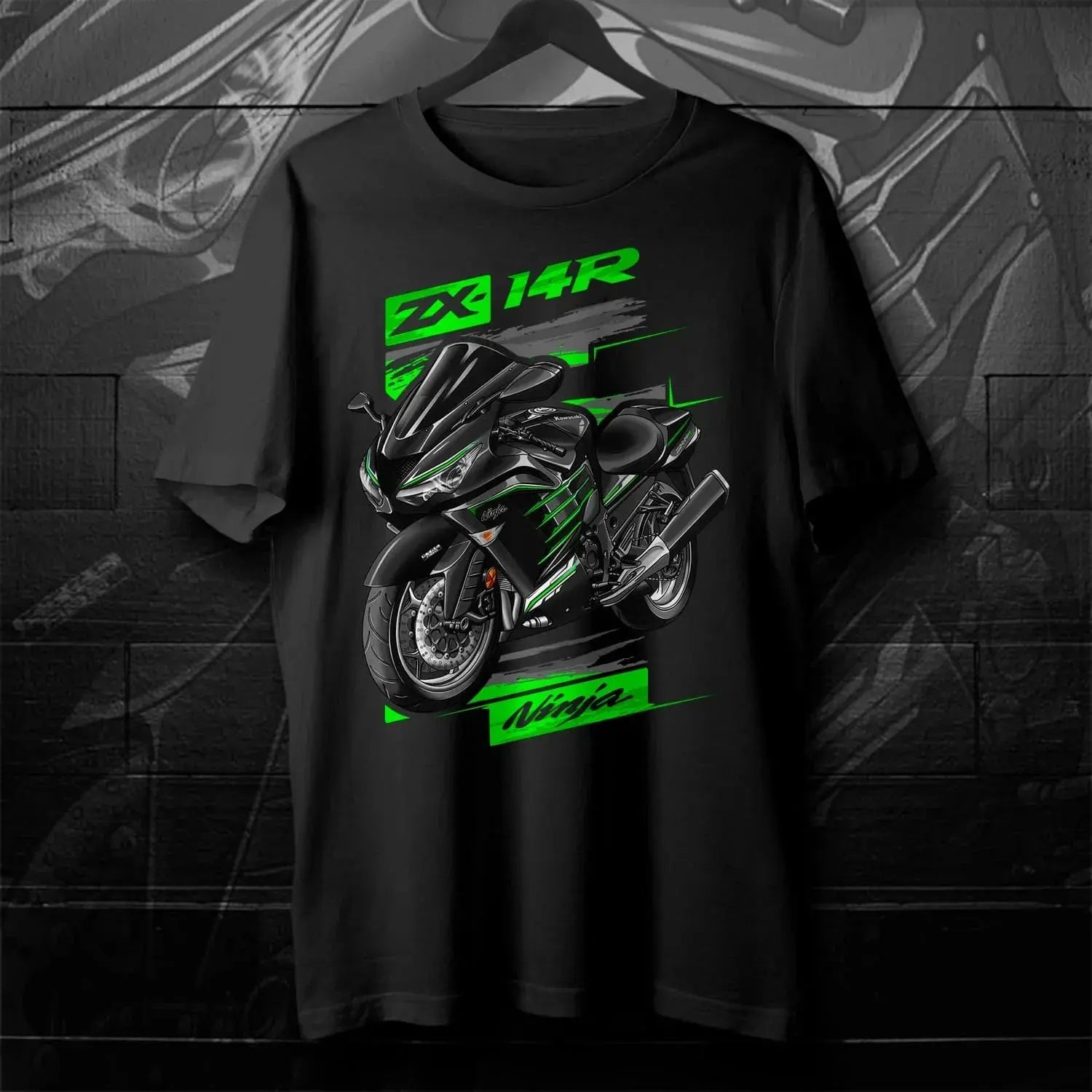 Japanese Ninja ZX-14R motorcycle T-shirt, white short sleeve cotton streetwear for men, featuring graphic print, casual summer style.