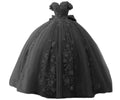 TRHTX Off Shoulder Quinceanera Ball Gown Dress in Black with Lace Beading and Tulle for Women Size 2
