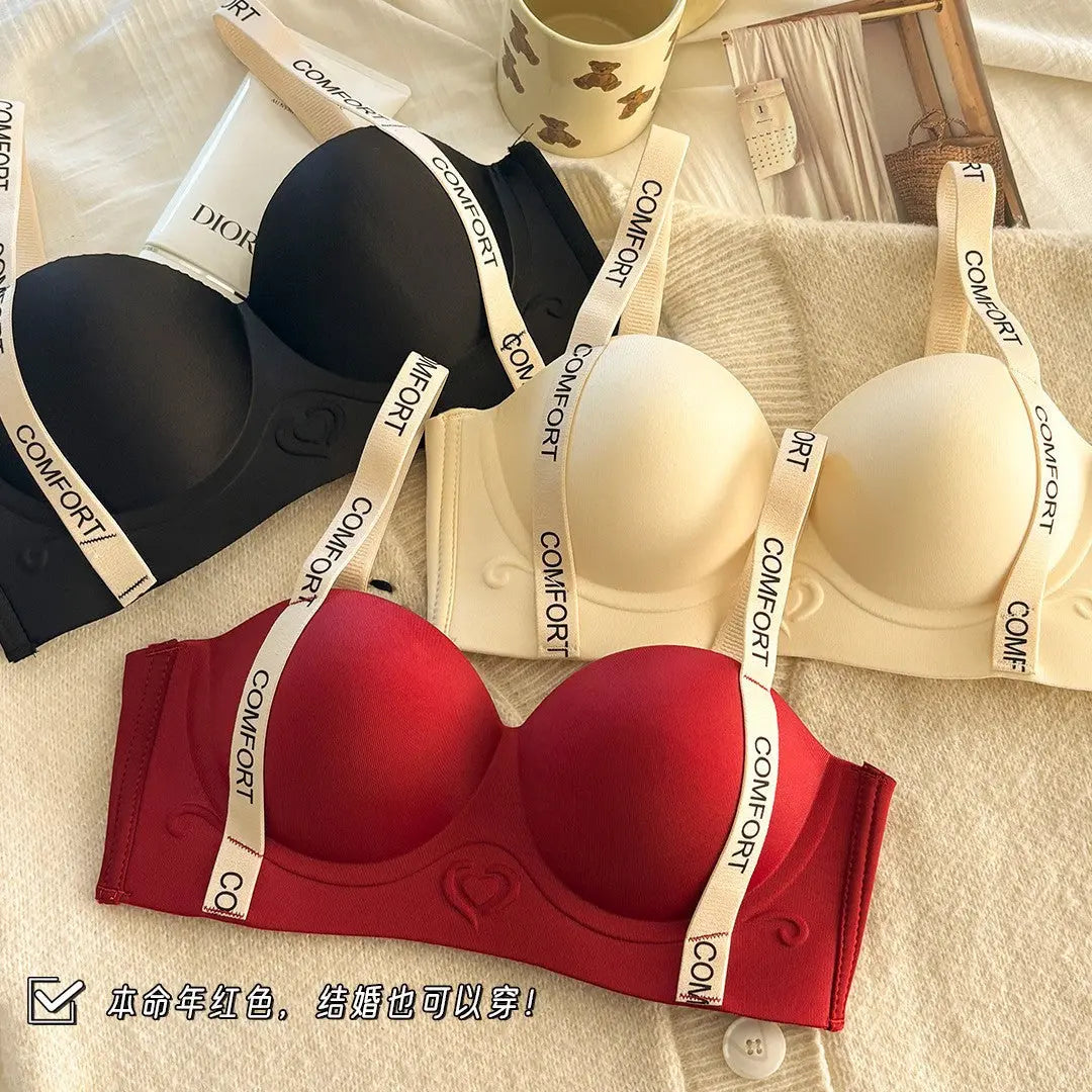 Black no-wire women's underwear with supportive, lift-enhancing design, adjustable strap, and push-up features for small breasts.