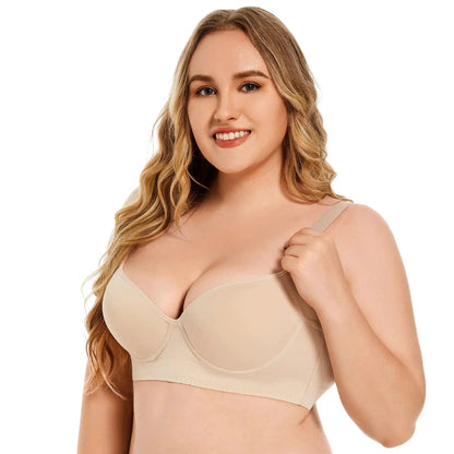 Cross-Border Popular Large Size Underwear, Feminine Push-Up Amazon European and American Large Breast Underwear, Full Cup Large Size Bra by Dropshipman