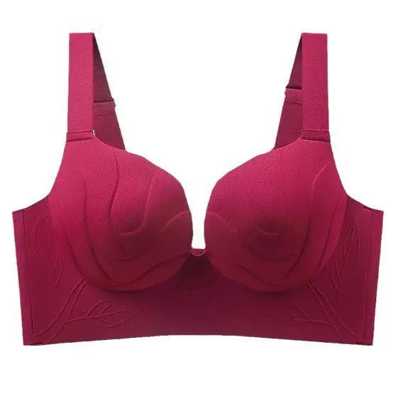 Black seamless women's underwear with soft support, push-up design, suitable for large breasts, anti-sagging, and secondary breast reduction.