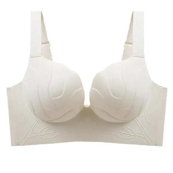 Black seamless women's underwear with push-up and soft support for large breasts, designed for comfort and anti-sagging.