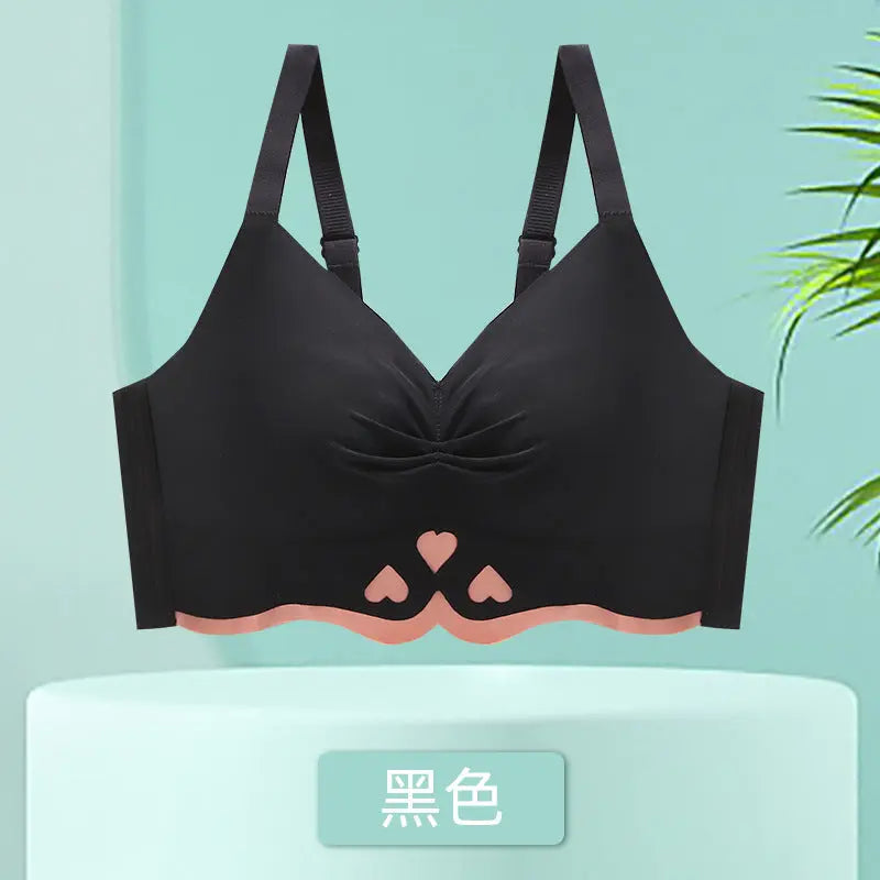 Black women's full cup bra with thin gathering, anti-sagging support, designed for big and small chests by SHOPEZRA L.L.C.