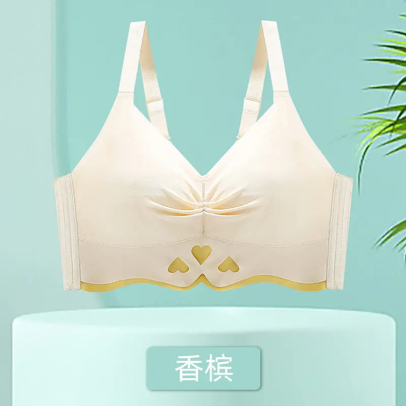 Black women's full cup bra by Shopezra L.L.C. with thin, gathering design, anti-sagging support, suitable for small and big chests.