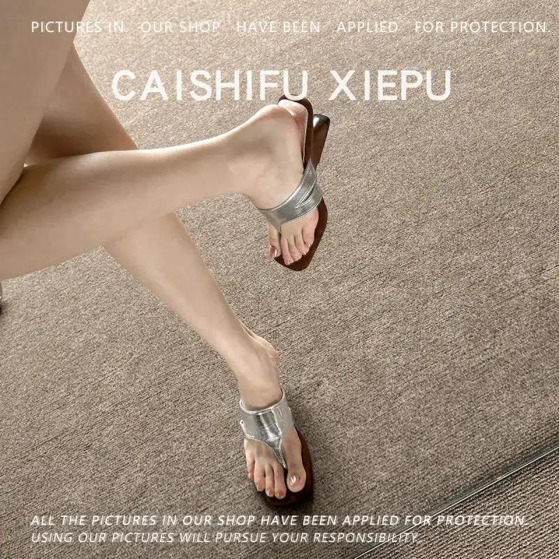 In-Stock Items for Dropshipping~ French-Style High-End Wedge Flip-Flops with Thong Straps and High Heels by Dropshipman