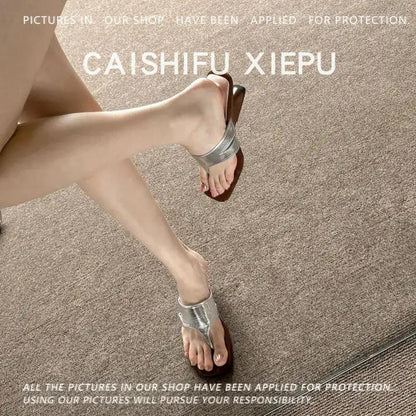 In-Stock Items for Dropshipping~ French-Style High-End Wedge Flip-Flops with Thong Straps and High Heels by Dropshipman