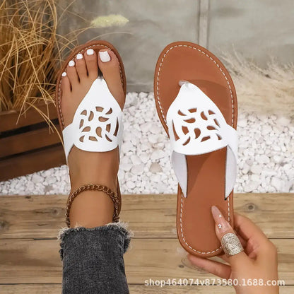 European and American Foreign Trade Flat Thong Sandals for Women, Cross-Border Hollow Beach Sandals, Amazon&