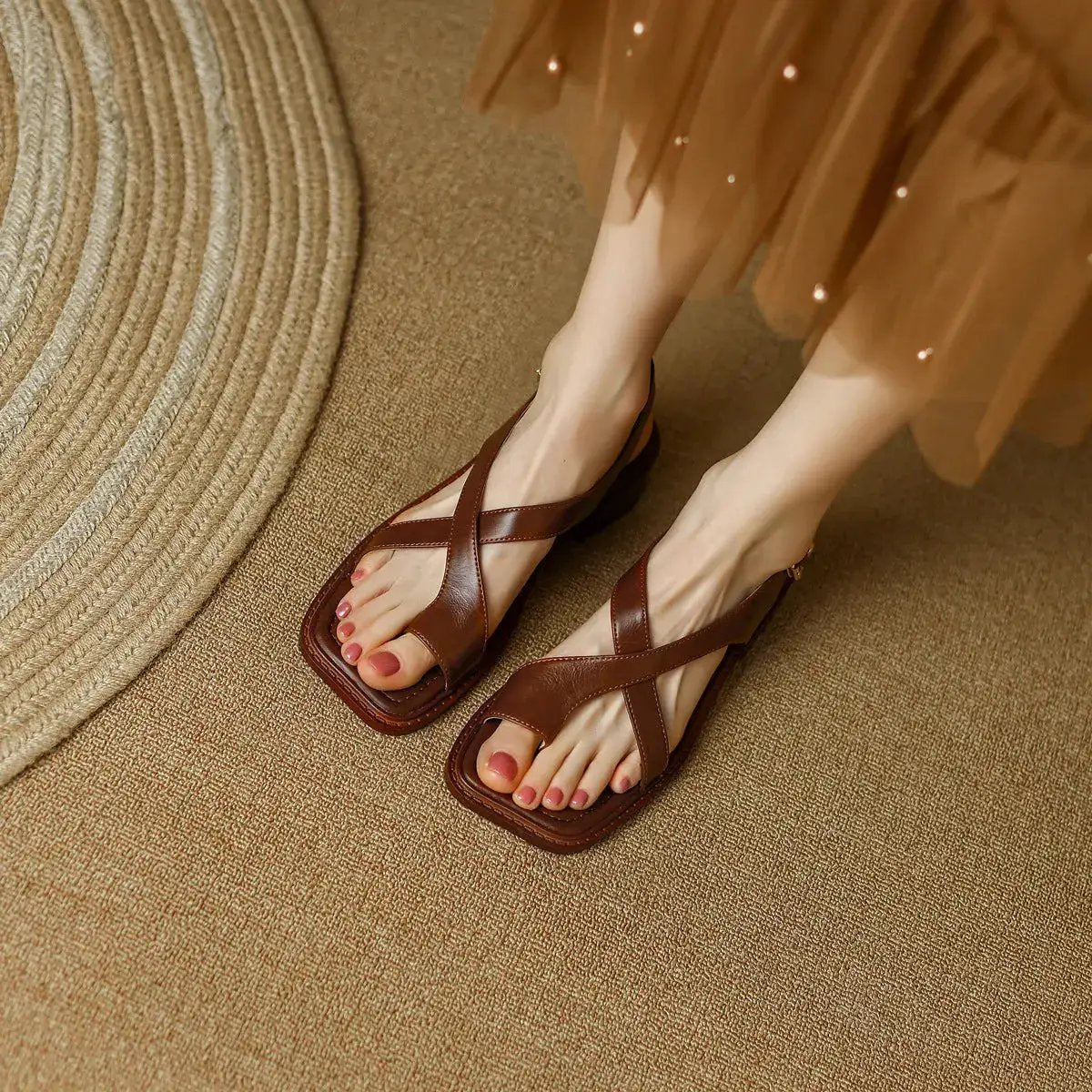 French Flat Thong Sandals Women&
