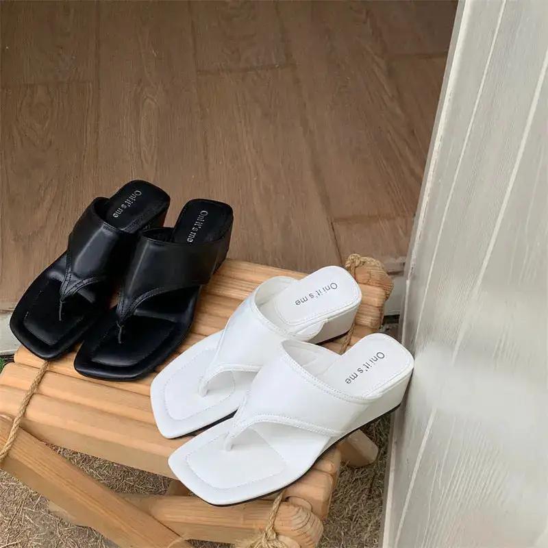 Wedge Thong Slippers Korean Style 2025 Summer New Beach Shoes Fashion Sandals All-match Flip Flops Shoes by Dropshipman