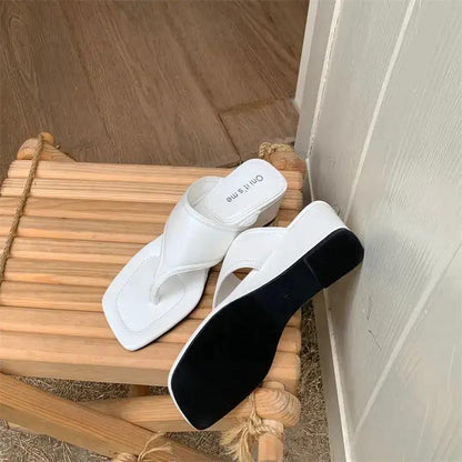 Wedge Thong Slippers Korean Style 2025 Summer New Beach Shoes Fashion Sandals All-match Flip Flops Shoes by Dropshipman