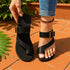 Cross-Border Export 2025 Large Size Flats Thong Fairy Style Slippers European and American Metal Belt Buckle Flats Large Size Women&