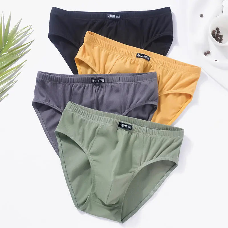 Black men's stretch cotton underwear with high elasticity, large size, mid-waist design, suitable for middle-aged and elderly men.