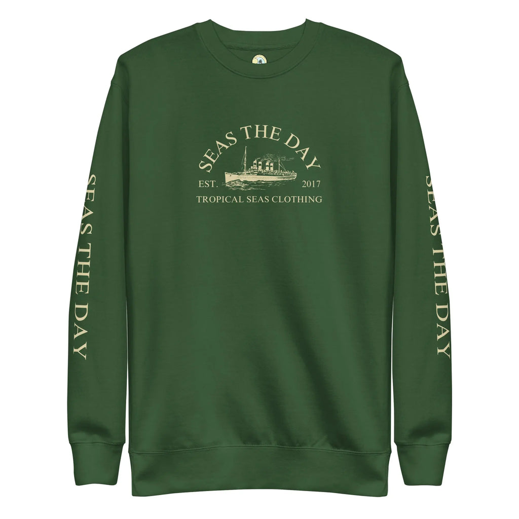 Black Seas The Day Ship premium sweatshirt by SHOPEZRA L.L.C., featuring a comfortable fit and nautical-inspired design.