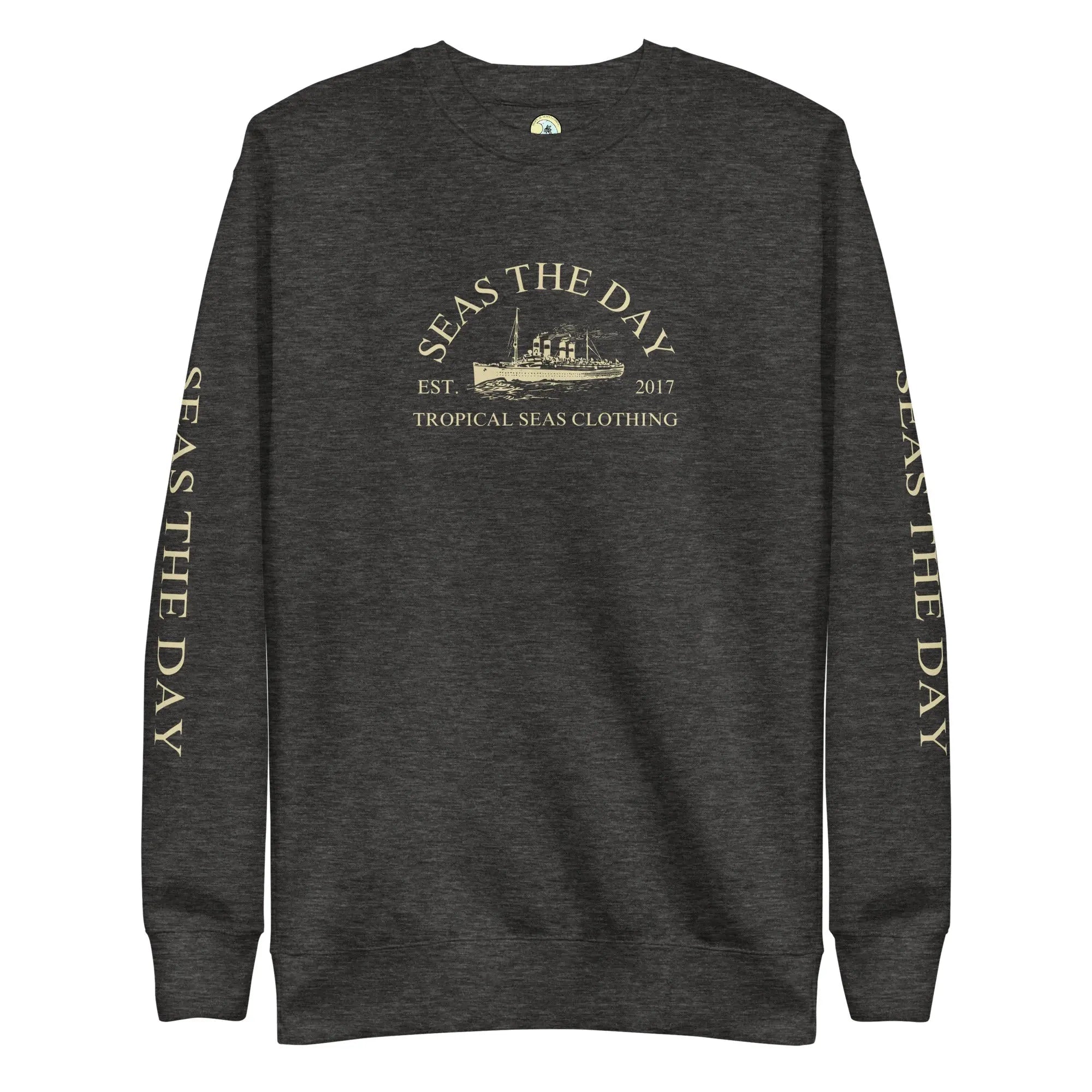 Black Seas The Day Ship premium sweatshirt by SHOPEZRA L.L.C. in 3XL, featuring a comfortable fit and nautical-inspired design.