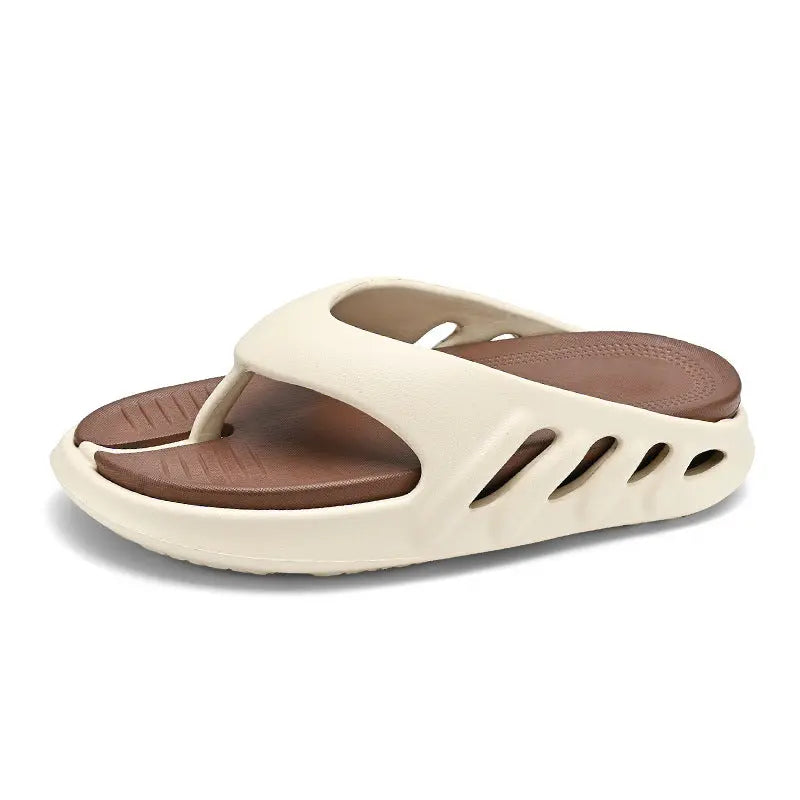 Men's black flip-flops by SHOPEZRA L.L.C. with soft soles, perfect for summer outdoor sports and indoor comfort.