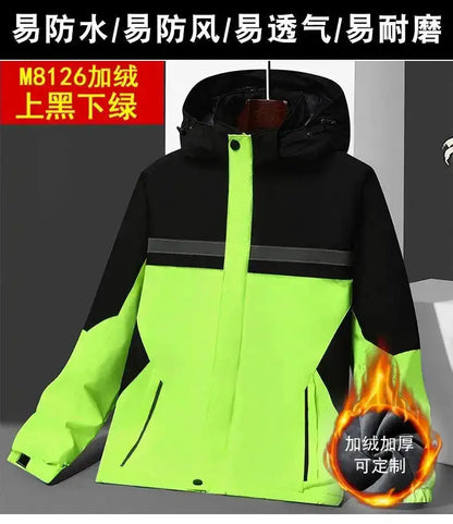 New Winter Work Jacket, Waterproof Windproof Reflective Thermal Coat with Fleece Lining, Stain Resistant Outdoor by Dropshipman